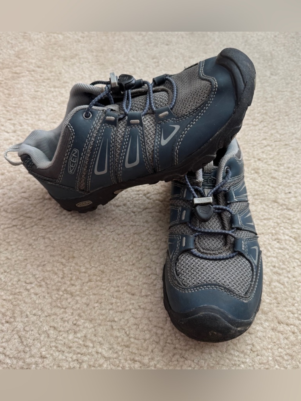 KEEN Kids Gray Trail Sneakers - Low-Cut Hiking Shoes